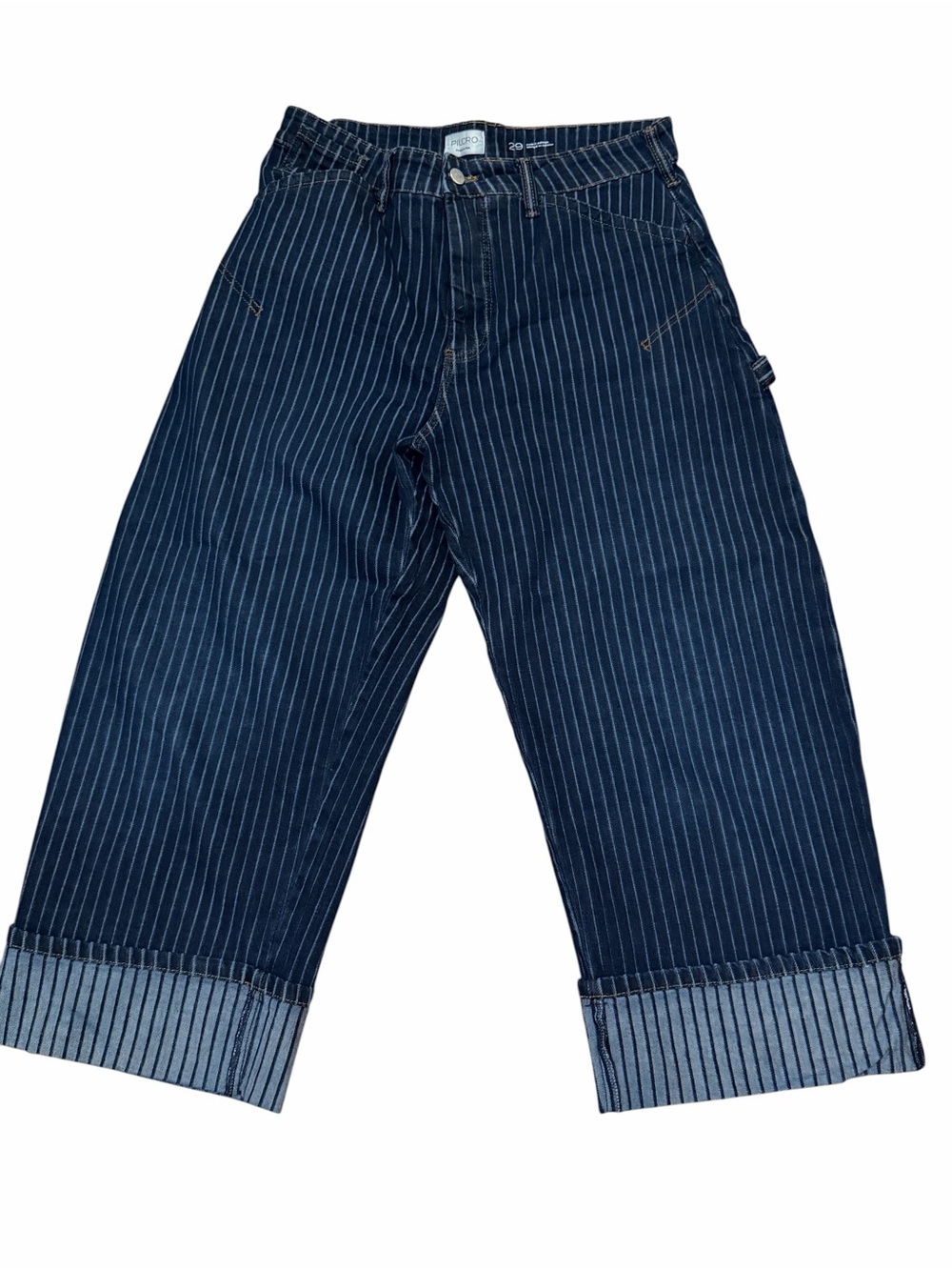Pilcro Kayden Railroad Stripe Cuffed Leg Carpenter Jeans - Women